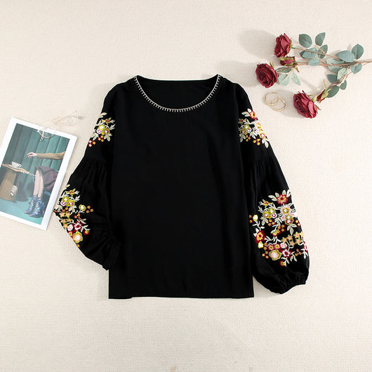 Blusa Casual para Mujer con Bordados y Mangas Linterna - Image 6