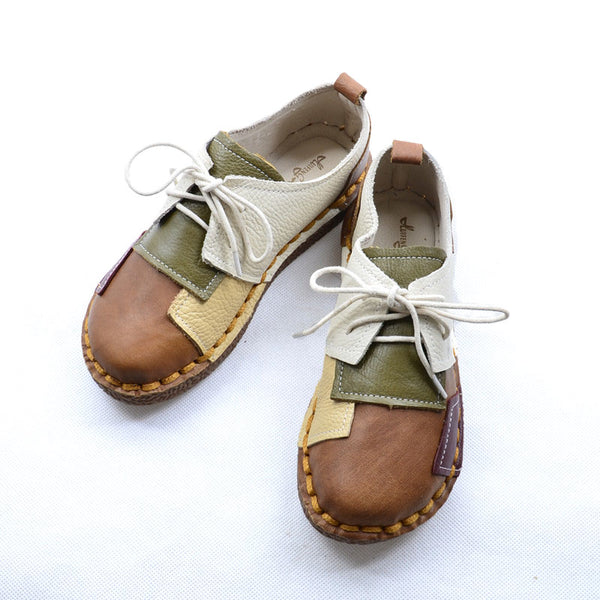 Zapatos Colorblock con Punta Redonda y Suela Blanda - Diseño Único y Cómodo