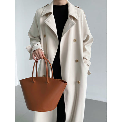 Chaqueta Cortaviento Larga Estilo Británico Suelta Hasta la Rodilla para Mujer - Image 9