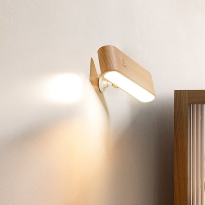 Lámpara de Pared LED Moderna en Madera Maciza sin Instalación