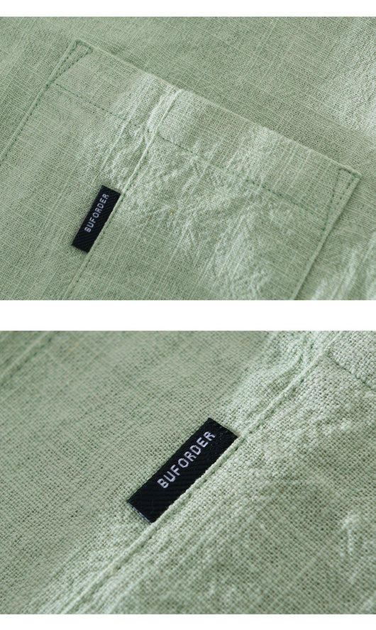 Camisa Casual de Algodón y Lino en Colores Sólidos - Image 14