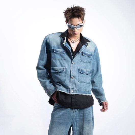 Chaqueta Denim Retro Degradado Estilo Americano para Hombre - Image 6
