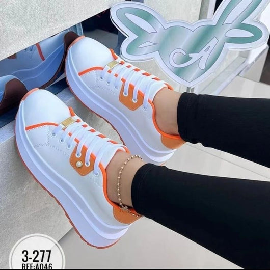 Zapatos Plataforma Blancos con Cordones para Mujer - Image 8