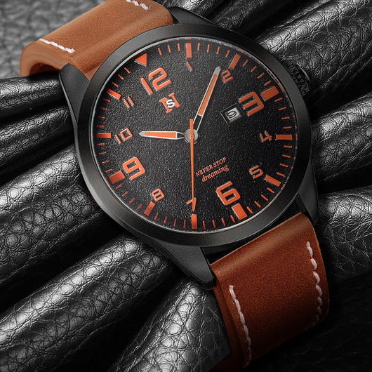 Reloj de Cuarzo para Hombre con Correa de Cuero, Esfera Grande y Calendario - Image 16