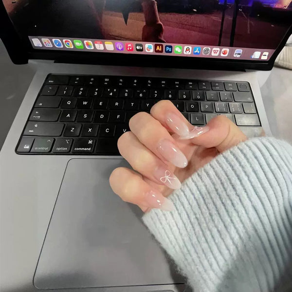 Uñas Postizas Nude Minimalista - Parches de Manicura Listos para Usar