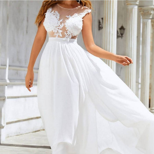 Vestido de Novia Elegante con Encaje Flotante y Vuelo Dramático - Image 4