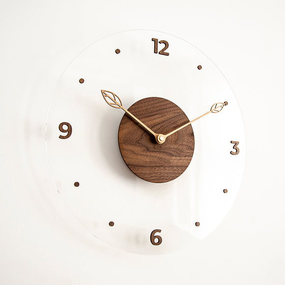 Reloj de Pared Moderno Madera Maciza y Acrílico para Sala de Estar