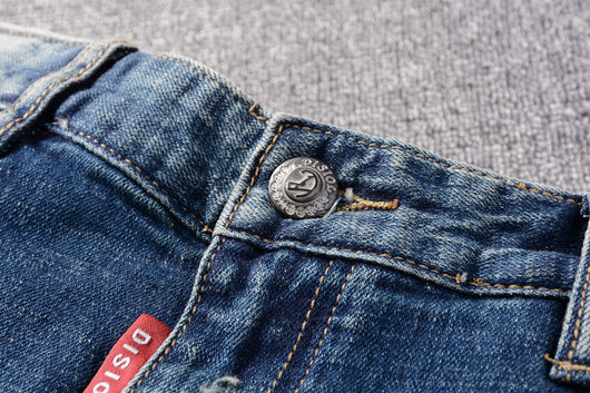 Jeans Slim Vintage Rotos con Parches para Hombre - Image 16