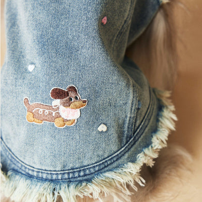 Chaleco Denim sin Mangas con Bordado Schnauzer Maltés Teddy - Image 4