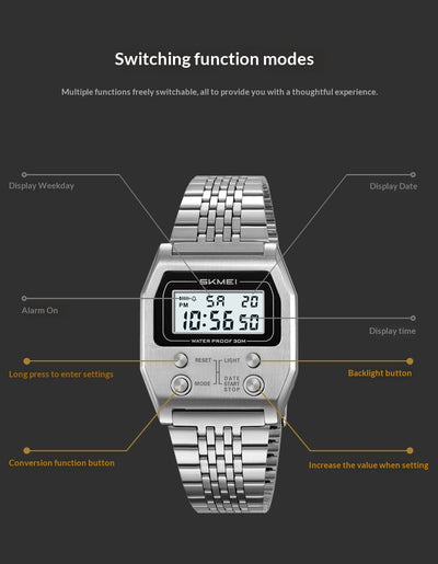 Reloj Digital Minimalista Retro Resistente al Agua para Hombre - Image 6