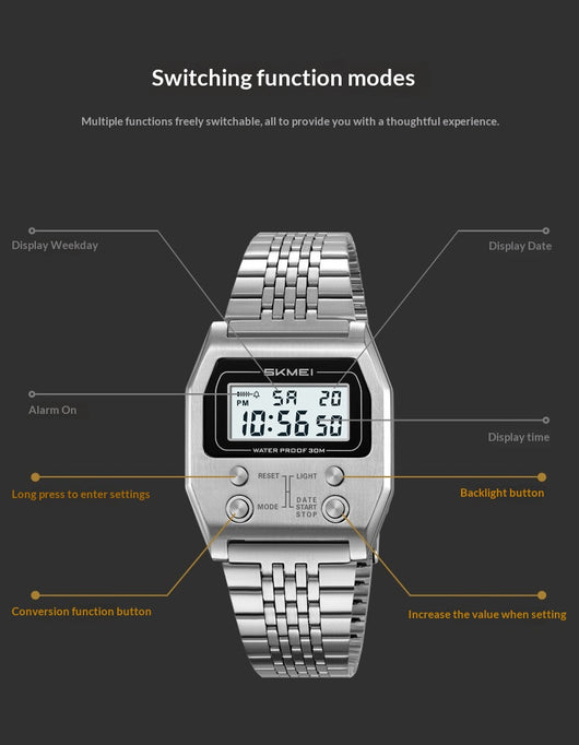 Reloj Digital Minimalista Retro Resistente al Agua para Hombre - Image 6
