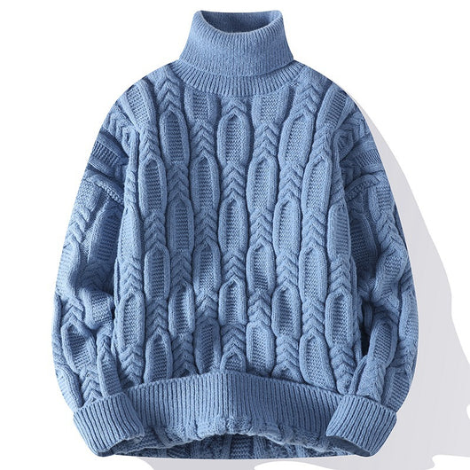 Suéter de Cuello Alto Trenzado para Hombre - Abrigo Casual y Cálido - Image 8