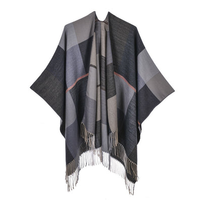 Chal Retro Grueso y Cálido con Textura Jacquard - Estilo Vintage Elegante - Image 39