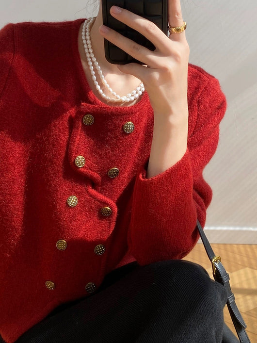 Cardigan Corto de Punto Clásico Estilo Francés Elegante - Image 10