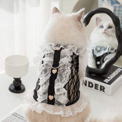 Chaleco de Encaje con Tracción para Gatos y Cachorros - Ropa Ligera para Mascotas