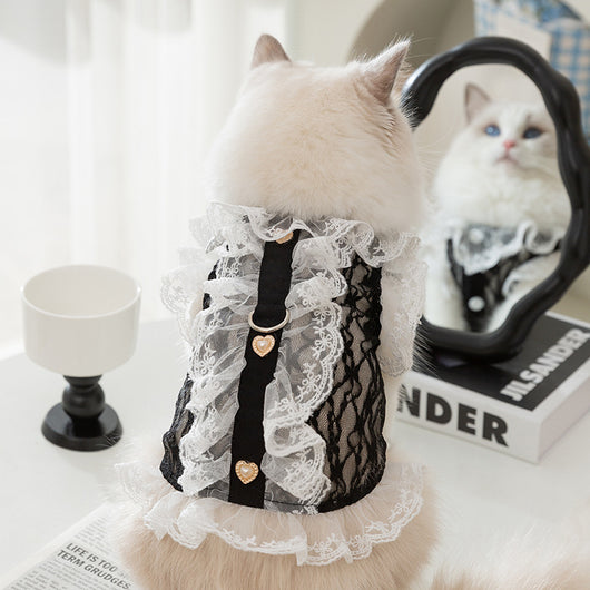 Chaleco de Encaje con Tracción para Gatos y Cachorros - Ropa Ligera para Mascotas