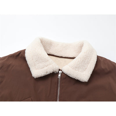 Chaqueta Suéter Bicolor de Lana de Cordero Suelta y Casual - Image 6