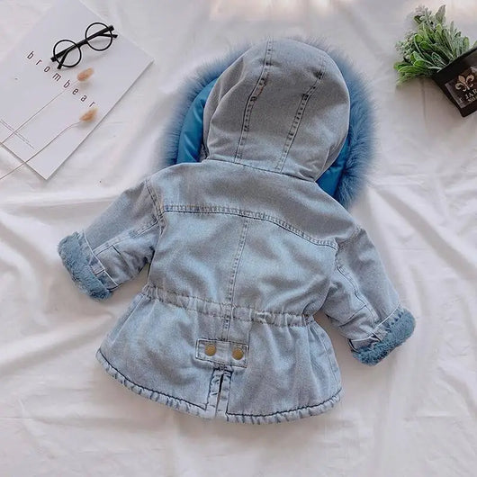 Chaqueta de Niña Denim con Forro de Terciopelo para Otoño e Invierno - Image 9
