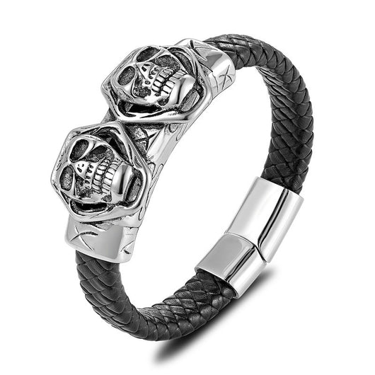 Pulsera de Cuero Negro con Acero Titanio - Joyería Masculina Elegante - Image 17