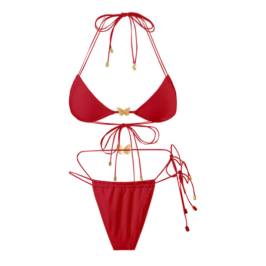 Traje de Baño Triangular con Cordón Elástico y Diseño Mariposa para Mujer - Image 7
