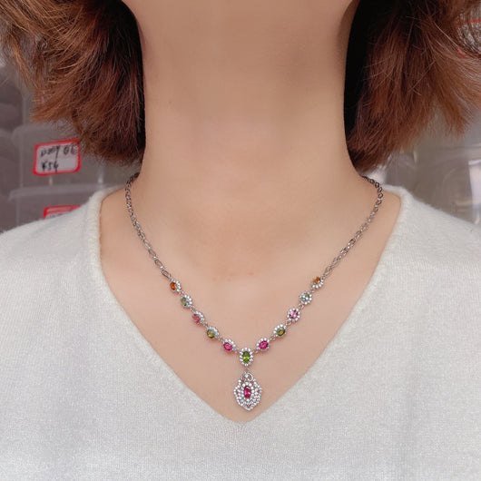 Collar de Turmalina Multicolor Brasileña Natural para Mujer - Image 8