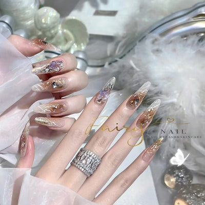 Pegatinas de Uñas Almendra Desmontables Hechas a Mano