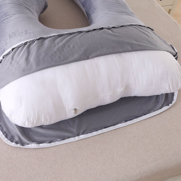 Almohada Ergonómica en Forma de G con Terciopelo Cristal Extraíble para Dormir de Lado