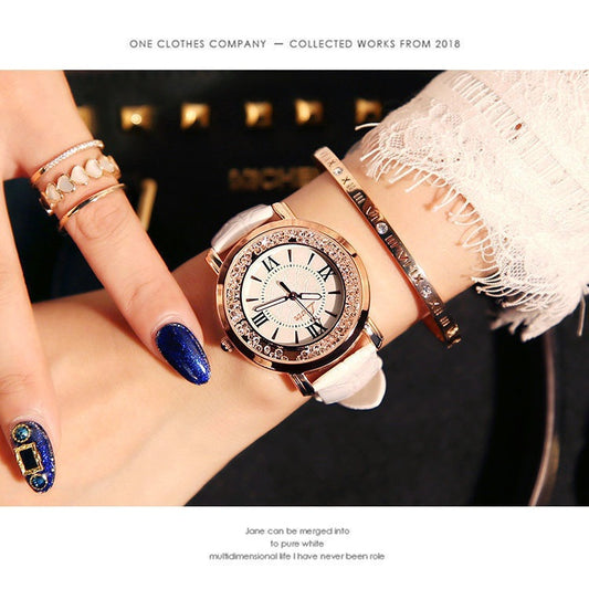 Reloj de Moda Coreana para Mujer con Cristales Brillantes - Estilo Retro Estudiantil