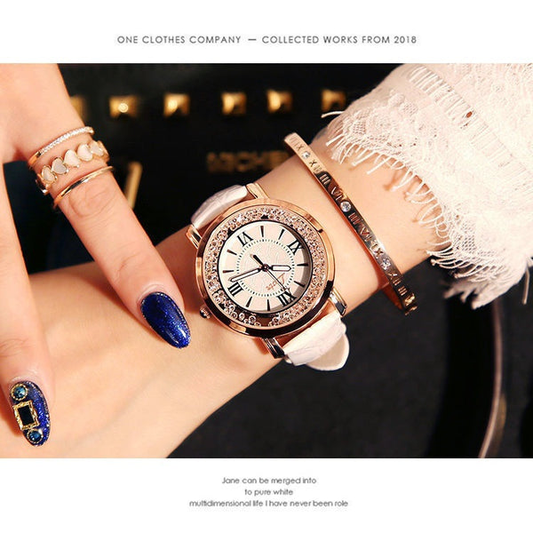 Reloj de Moda Coreana para Mujer con Cristales Brillantes - Estilo Retro Estudiantil