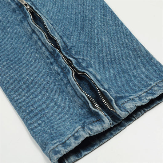 Jeans Hip-hop con Pentagrama y Cierre Lateral para Hombre - Image 5