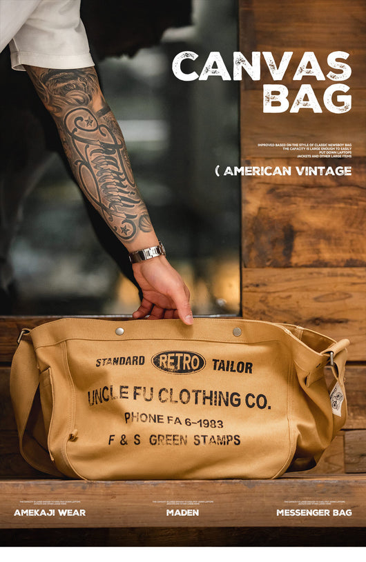 Bolsa Mensajera Retro de Gran Capacidad en Lona con Estilo Vintage - Image 7