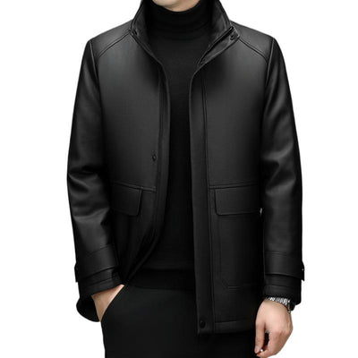Chaqueta de Cuero para Hombre con Forro de Cashmira y Visón Desmontable - Image 5