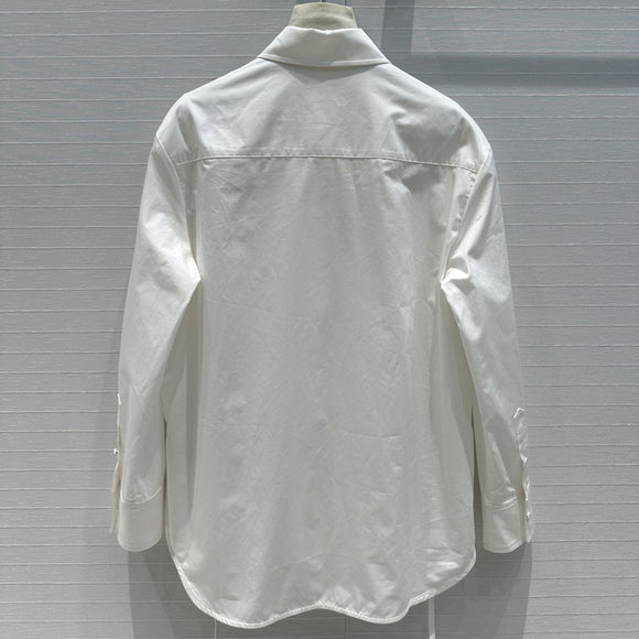Blusa Elegante de Malla Calada Manga Larga para Mujer