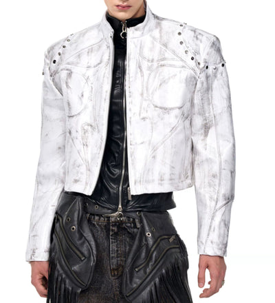 Chaqueta de Cuero para Hombre con Cuello Alto y Hombreras - Image 14