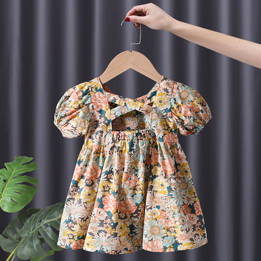 Vestido Floral de Princesa con Manga Corta para Niñas - Image 12