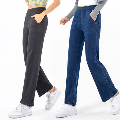 Pantalones Cargo Retro Cintura Alta Mujer Pierna Recta Ancha - Image 4