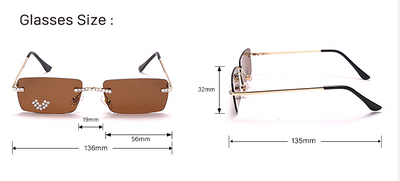 Frameless rectangular sunglasses with pink gradient lenses, gold-tone metal arms, and rhinestone embellishments. - Image 9