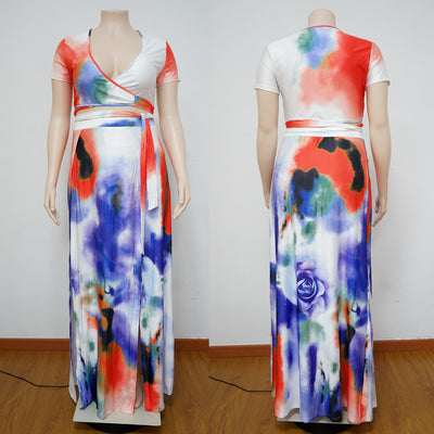 Conjunto Dos Piezas Estampado con Falda Suelta y Abertura Lateral - Image 6