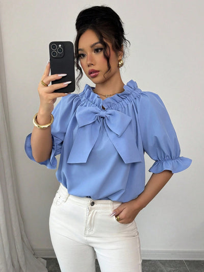 Blusa Cuello Barco con Volantes y Detalle de Moño - Image 7