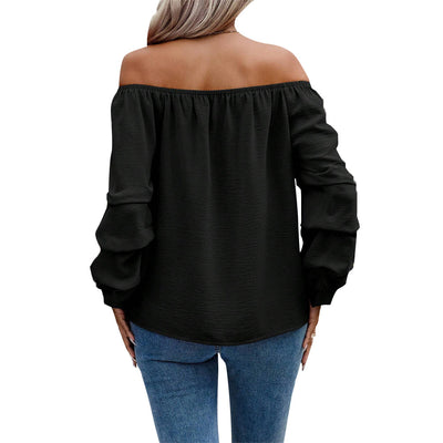 Blusa Elegante Hombros Descubiertos Manga Larga para Otoño e Invierno - Image 5