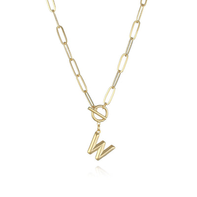 Collar de Letra Chapado en Oro Real Estilo Hip Hop - Image 43