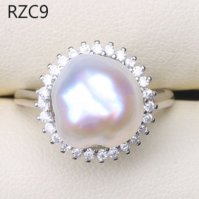 Anillo de Perla Barroca Natural Diseño Luna Platino - Image 70