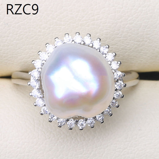 Anillo de Perla Barroca Natural Diseño Luna Platino - Image 70