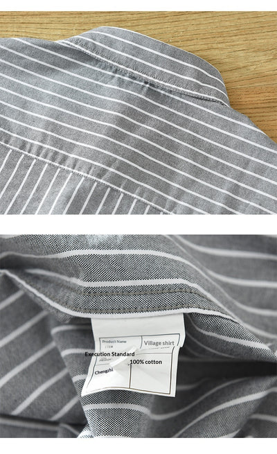 Camisa Oxford Casual de Rayas para Hombre - Corte Relajado y Manga Larga - Image 12