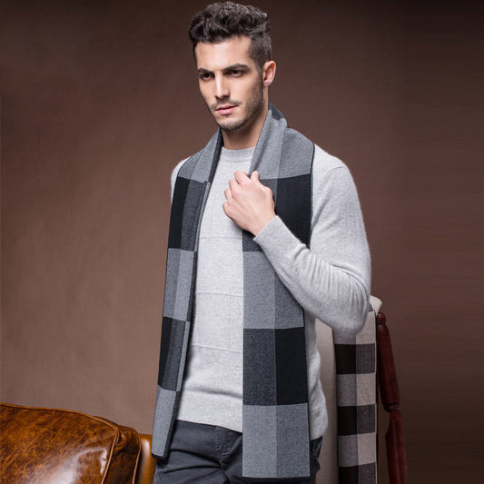 Bufanda de Lana Cuadriculada para Hombre - Calidez y Estilo Casual