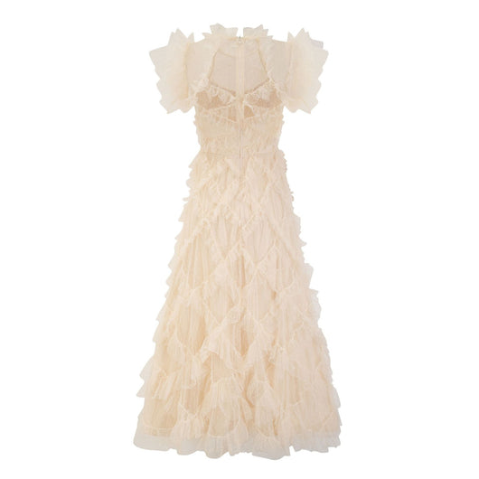 Vestido Elegante sin Mangas con Cuello Tortuga y Falda Tableada Bordada - Image 26