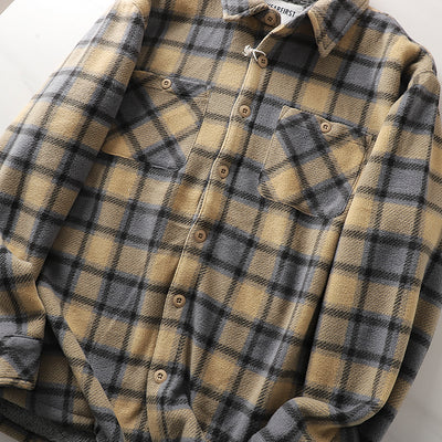 Abrigo Acolchado de Lana Escocesa con Forro Polar para Otoño e Invierno - Image 15