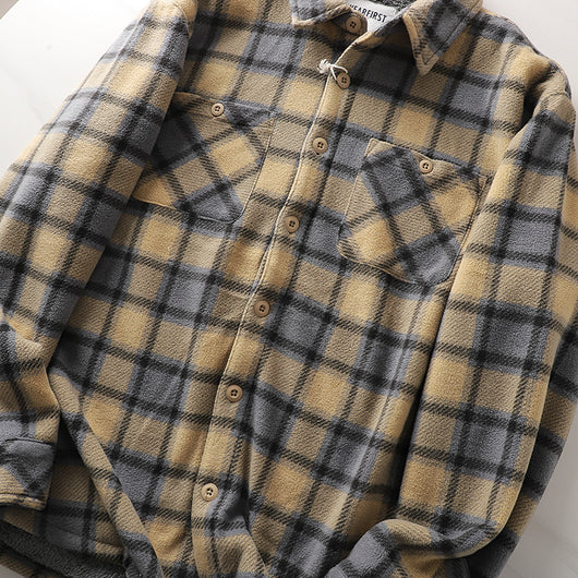Abrigo Acolchado de Lana Escocesa con Forro Polar para Otoño e Invierno - Image 15