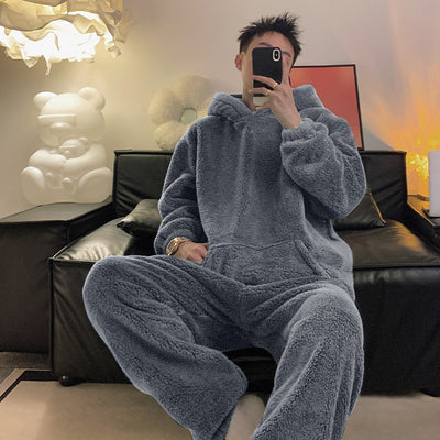 Pijama de Franela Coral Fleece para Hombre - Versátil para Casa y Salida - Image 4