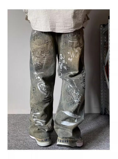 Pantalones Holgados de Corte Recto con Diseño de Patchwork para Hombre - Image 16